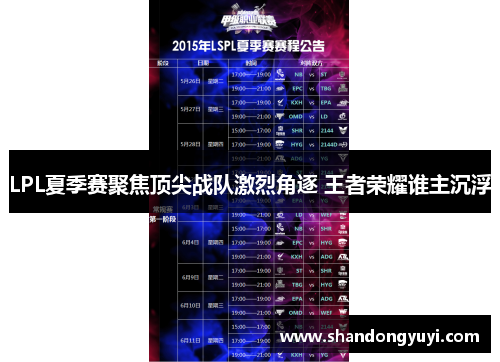 LPL夏季赛聚焦顶尖战队激烈角逐 王者荣耀谁主沉浮